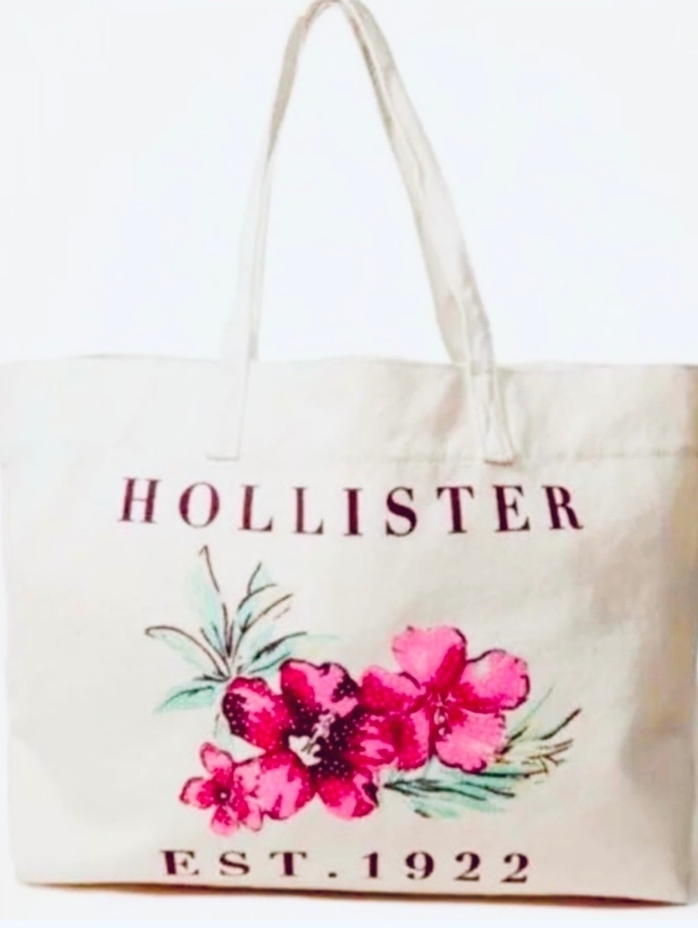 New -Retro Style -Simple &Stylish Hollister Tote w/Floral Details